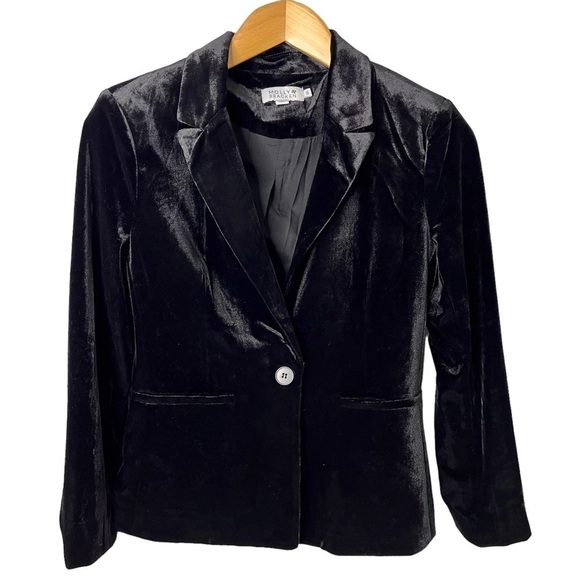 Molly Bracken Velvet One Button Blazer Black Size Small - Picture 2 of 6